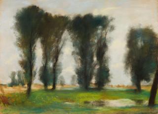 Lesser Ury - Pappeln an einem Tümpel (Mark Brandenburg)
