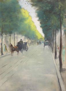 Lesser Ury - Strasse im Tiergarten mit Equipagen, Berlin