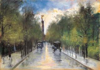 Lesser Ury - Strasse in Tiergarten mit Siegessäule