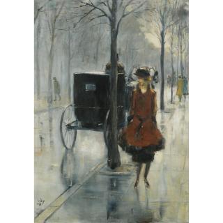 Lesser Ury - Strassenszene Mit Frau, Berlin (Street Scene With Woman, Berlin)