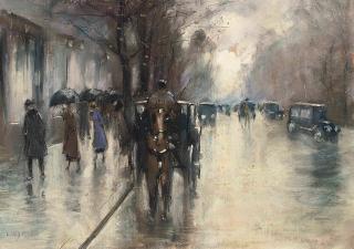 Lesser Ury - Unter Den Linden Im Regen