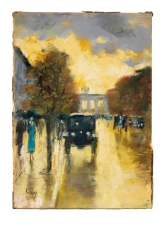Lesser Ury - Unter den Linden mit Blick auf das Brandenburger Tor, Berlin