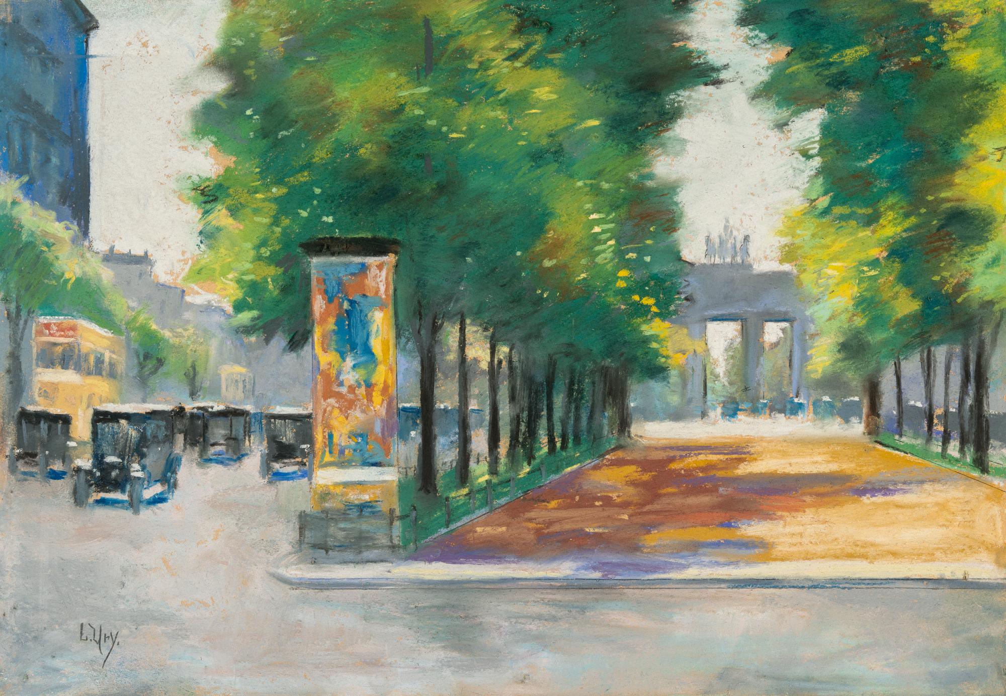 Lesser Ury - Unter den Linden mit Blick auf das Brandenburger Tor