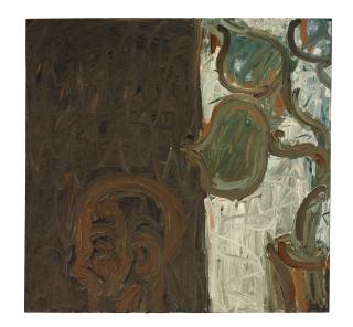 Lester F. Johnson - Interior With A Man [Orange And Brown]