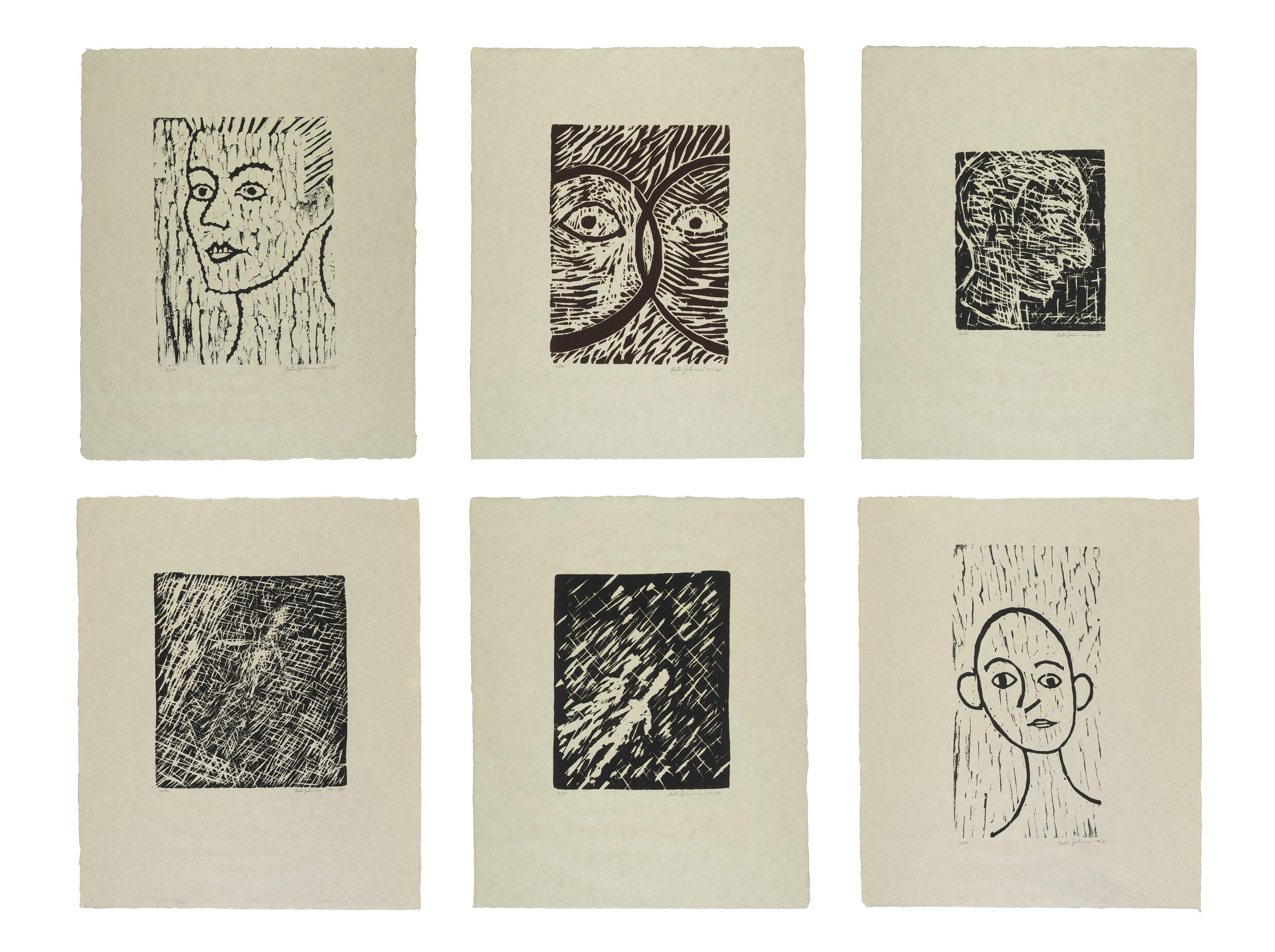 Lester F. Johnson - Man In Woodcut, 1953-1957