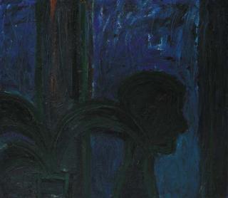 Lester Johnson - Man with Plant (Blue)