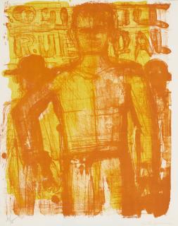 Lester Johnson - Paris Head; Rue d\'Alesia (Alesia Yellow) (Orange Man); Rue d\'Alesia (Dark Blue) (3 works)