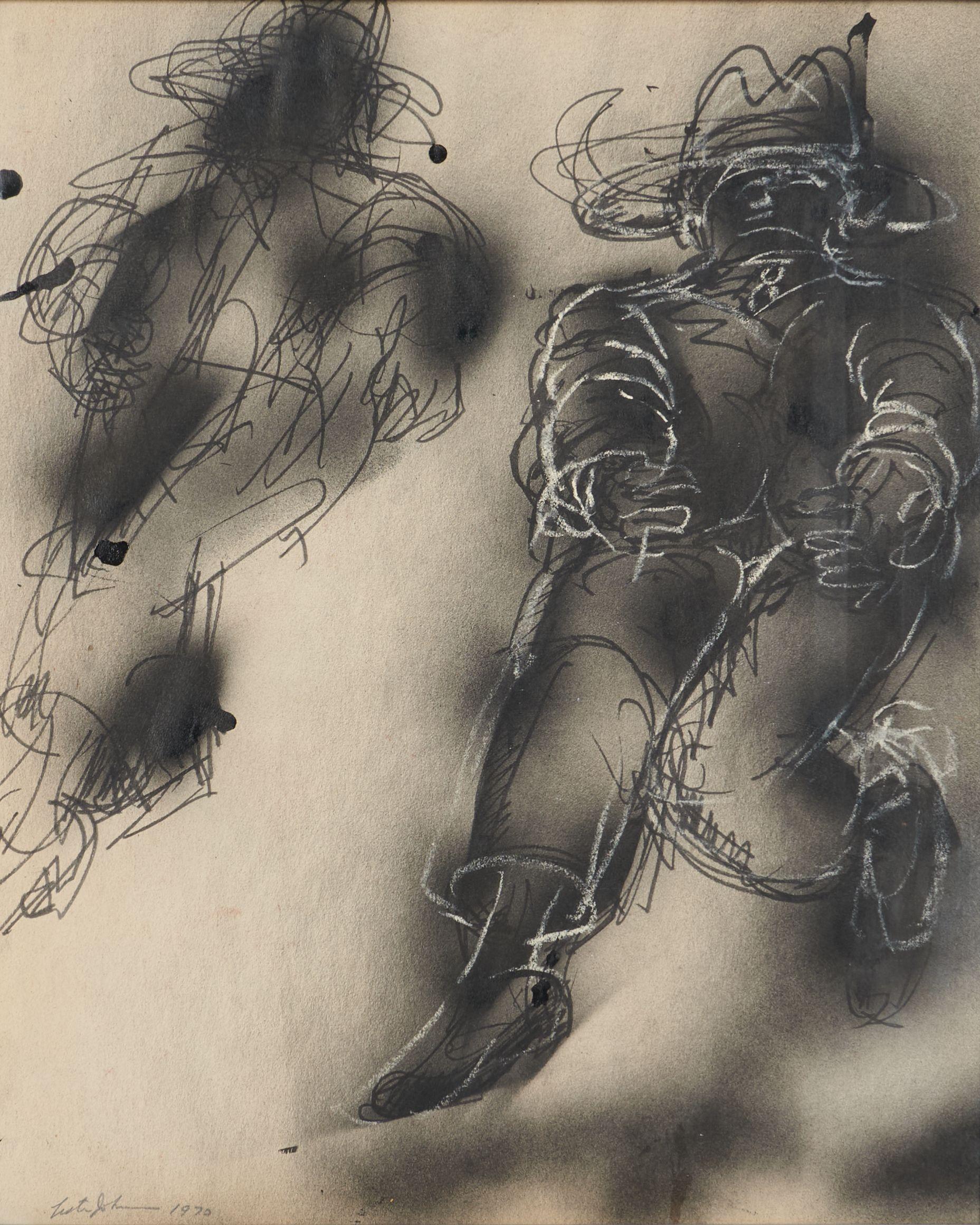 Lester Johnson - Untitled (Men in Hats)