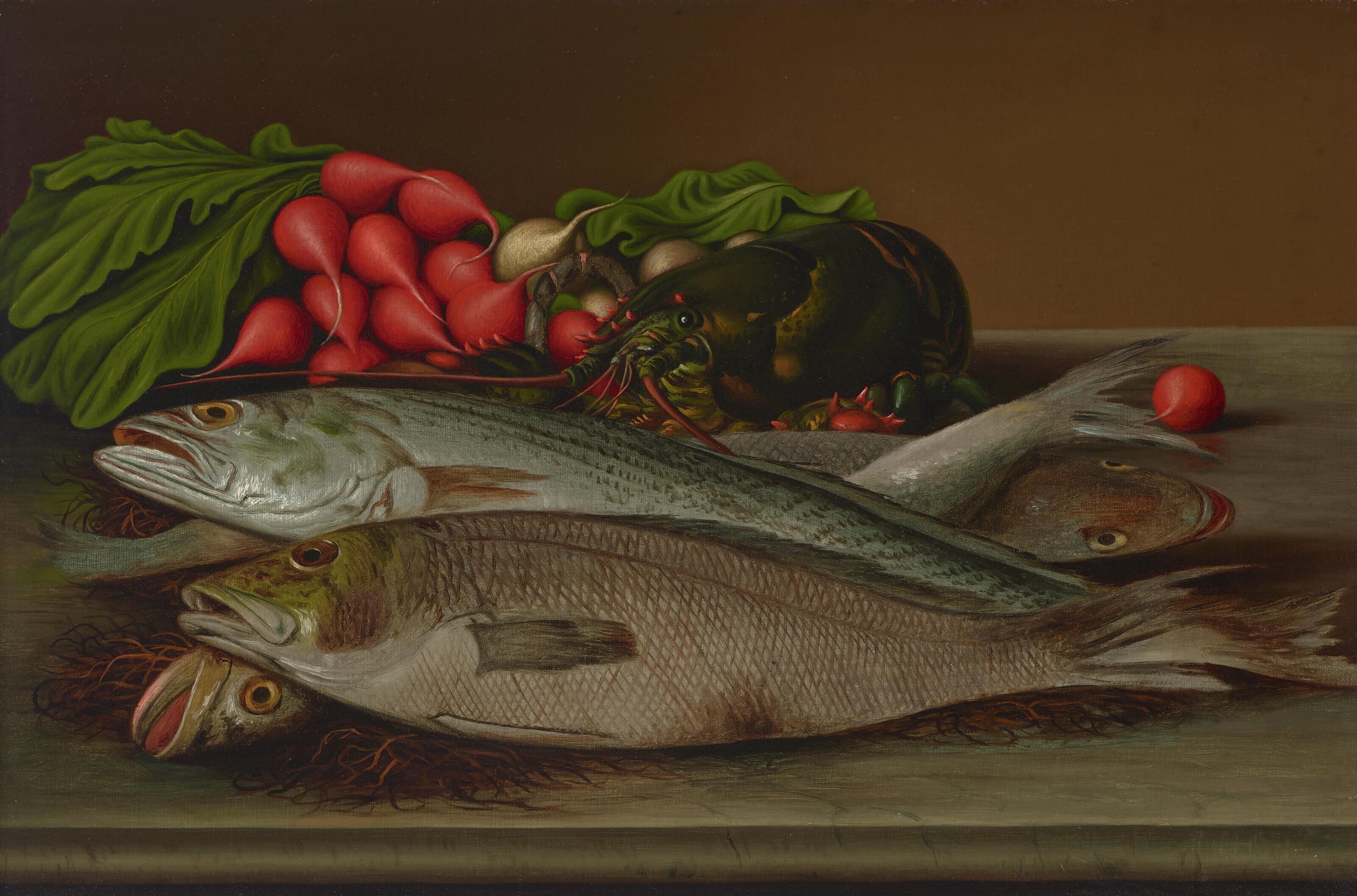 Levi Wells Prentice - Fish, Lobster and Radishes