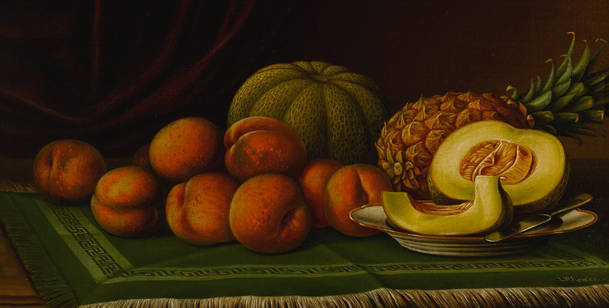 Levi Wells Prentice - Still Life Of Peaches, Cantaloupe And Pineapple