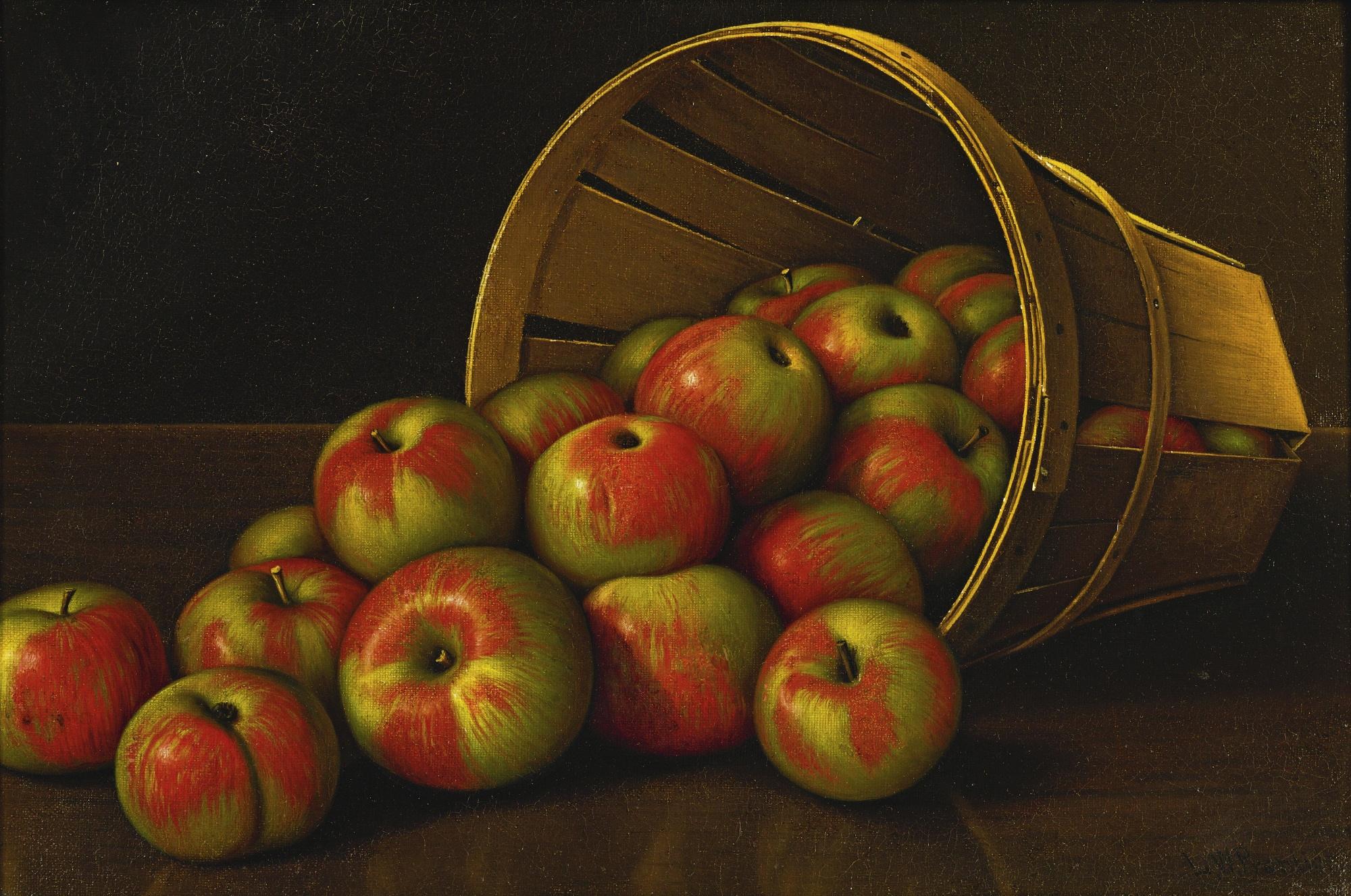 Levi Wells Prentice - Still Life With Overturned Basket Of Apples