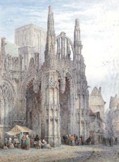 Lewis John Wood, N.W.S. - The Cathedral at Louviers, Normandy