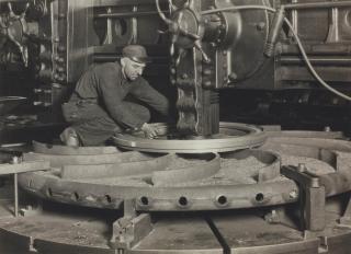 Lewis W. Hine - Working on the plates for a big turbine, c. 1930