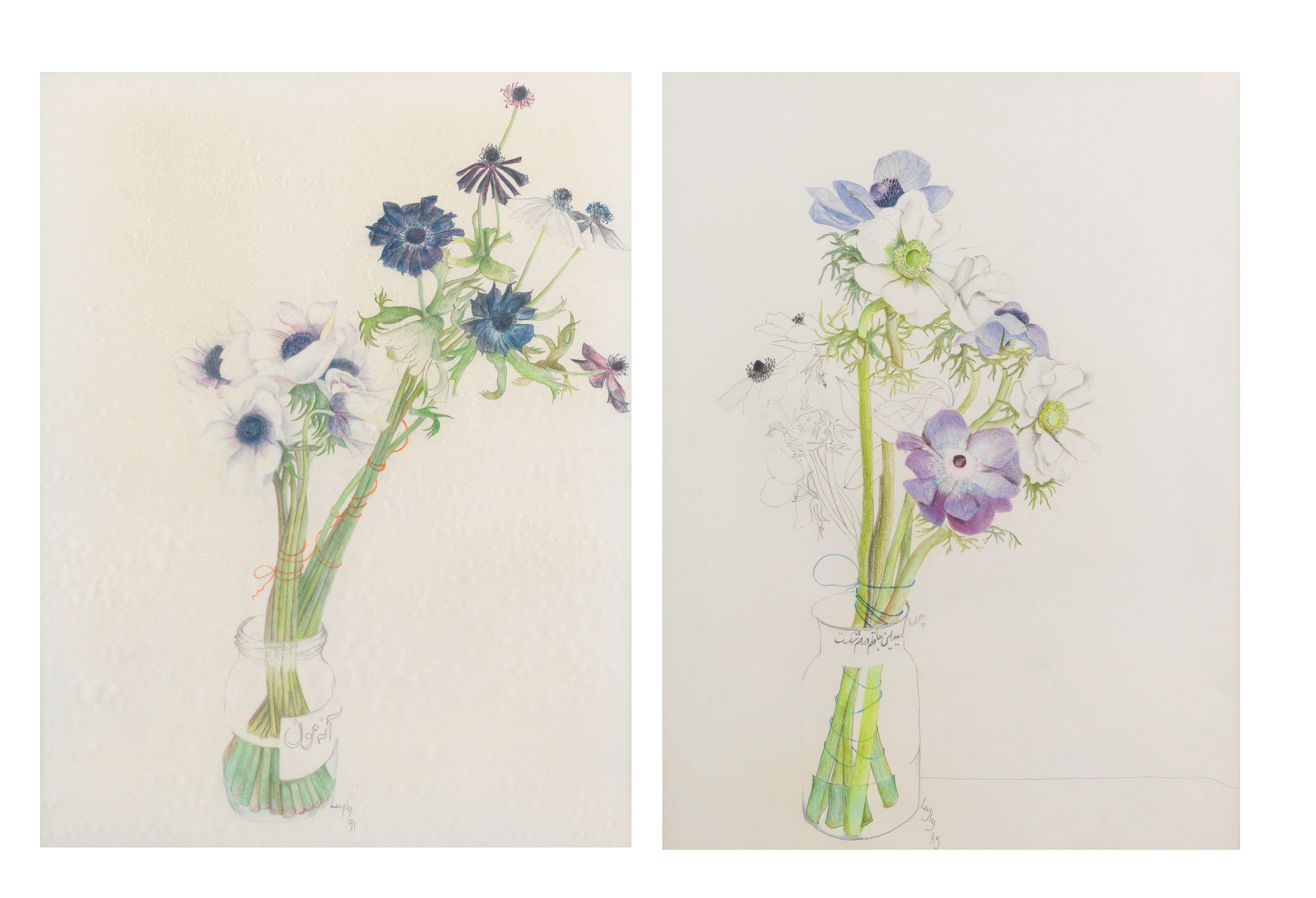 Leyly Matine-Daftary - Floral Studies 45 x 34 cm each