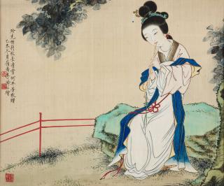 Li Fenggong - Lady Playing Flute, 1955