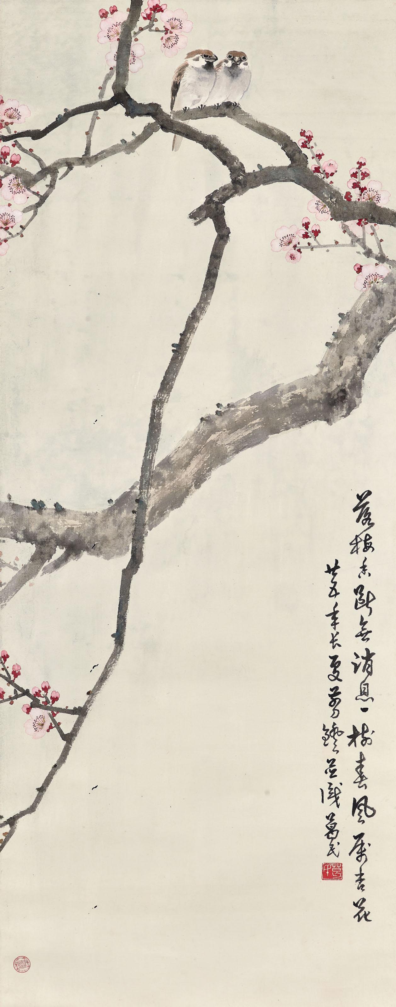 Li Gemin - Apricot Blossom and Two Sparrows