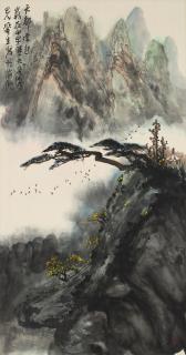 Li Huasheng - Landscape with Pine and Pavilion