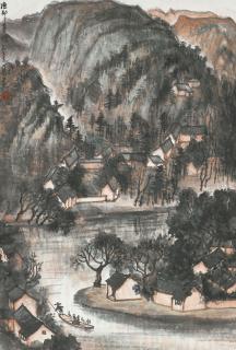 Li Keran - Fishing Village in the Evening