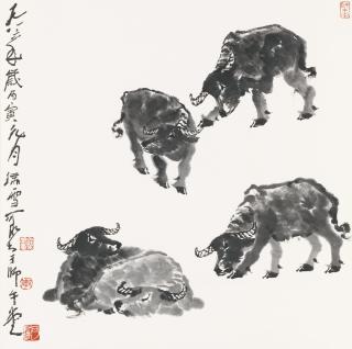 Li Keran - Five Oxes