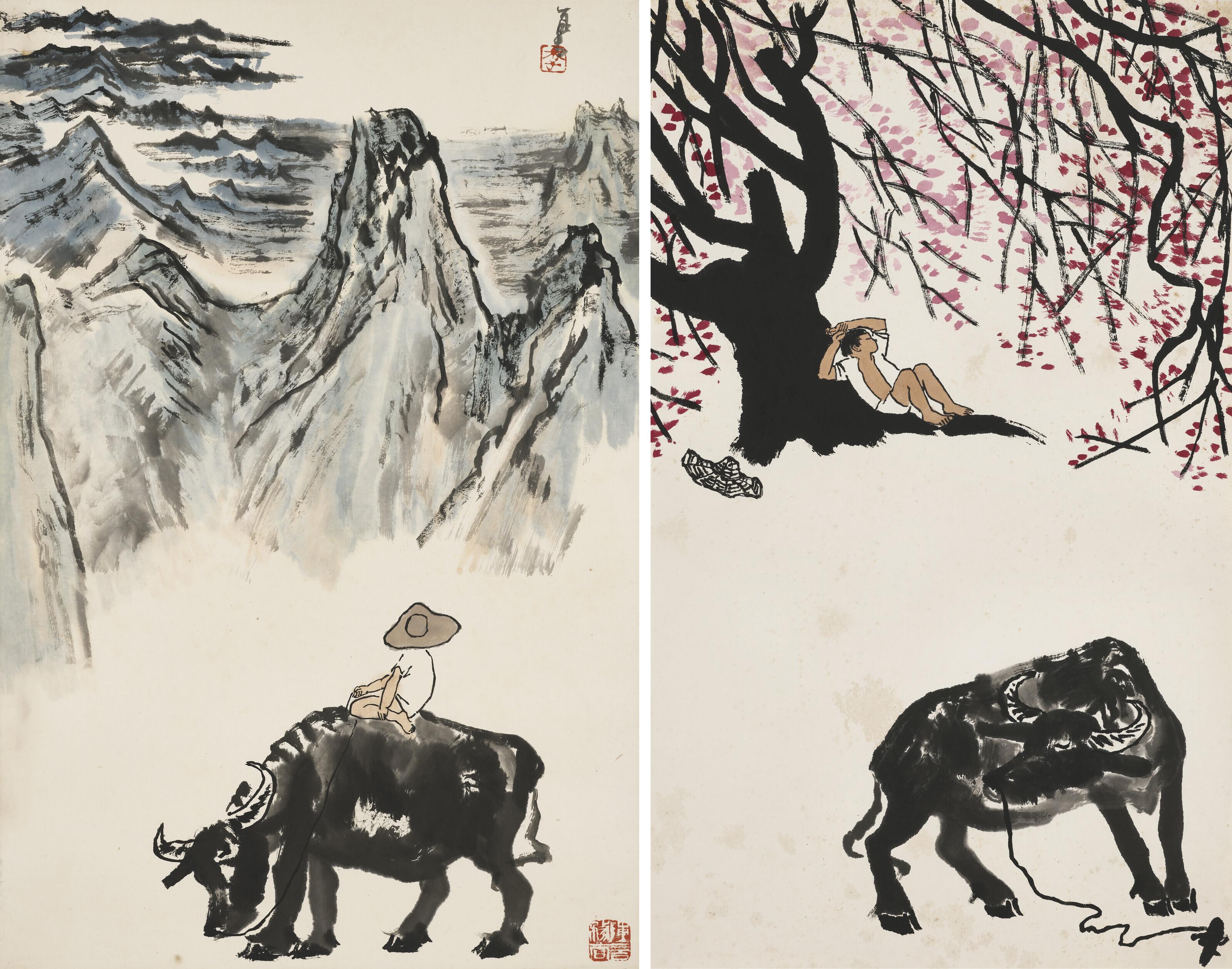 Li Keran - Returning from Herding / Herding in Spring