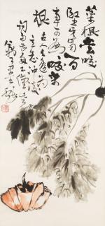 Li Kuchan - A Chinese hanging scroll, signed.