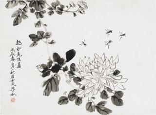 Li Qiujun - Chrysanthemums and Bees