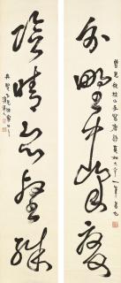 Li Ruiqing - Cursive Script Calligraphic Couplet