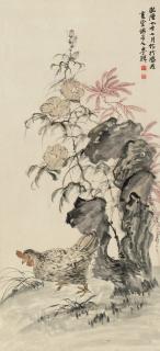 Li Shan - Rooster Standing under The Flowers