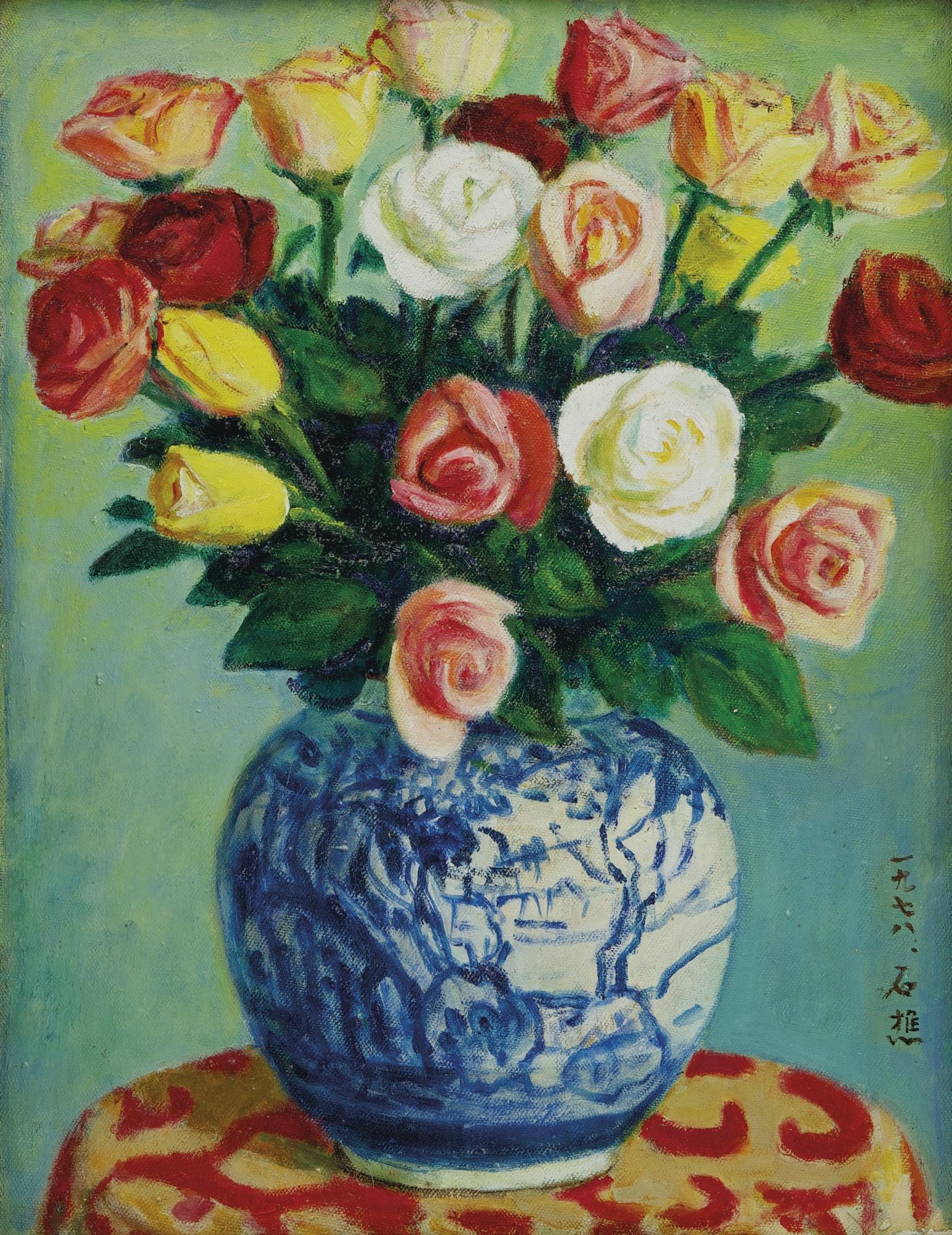 Li Shih-Chiao - Flowers In A Blue Vase