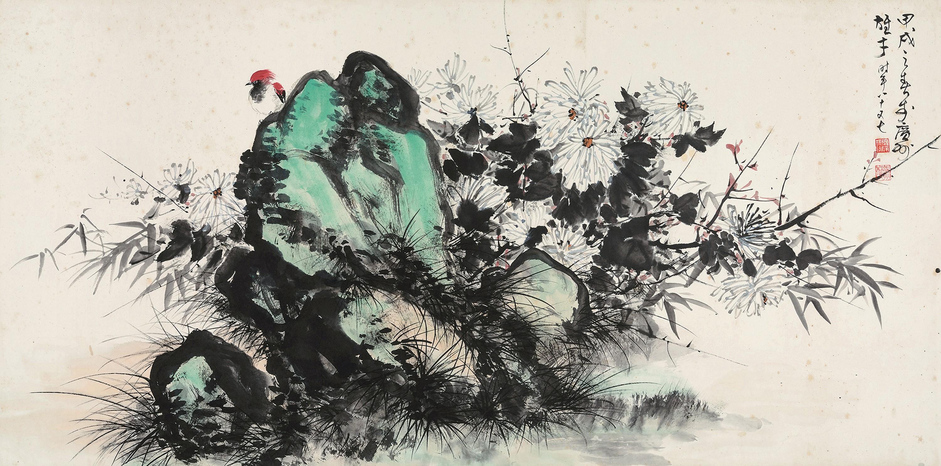 Li Xiongcai - Chrysanthemum And Bird