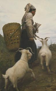 Li Zijian - Woman With Goats
