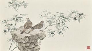 Lian Liang - Bamboo, Birds and Rock