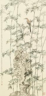 Lian Liang - Bamboo, Rock and Bird