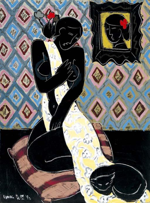 Liang Yifeng - Woman with cat