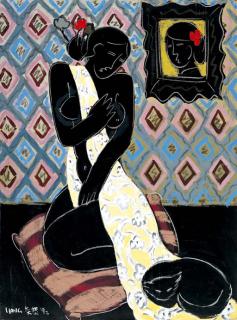 Liang Yifeng - Woman with cat