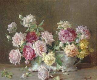 Licinio Barzanti - Roses In A Jardinière