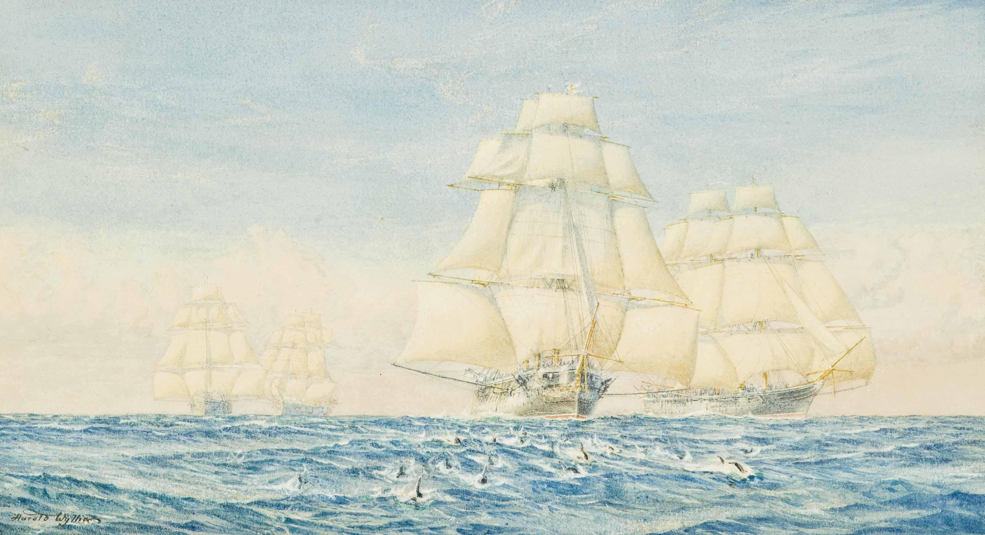 Lieutenant-Colonel Harold Wyllie, O.B.E., R.S.M.A. - The End Of A Glorious Era - The Last Squadron Of The Royal Navy Under Sail, 1899: The Corvettes H.M.S. Champion, H.M.S. Cleopatra, H.M.S. Volage And The Frigate H.M.S. Raleigh