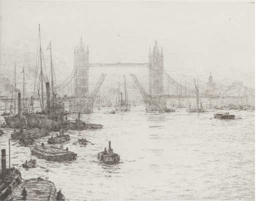 Lieutenant-Commander Rowland John Robb Langmaid - H.M.S. Victory under sail; Old Portsmouth; and Tower Bridge