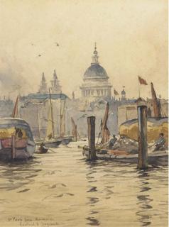 Lieutenant-Commander Rowland John Robb Langmaid - St. Paul\'s from Bankside