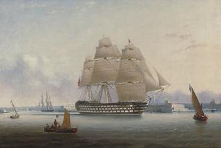 Lieutenant Robert Strickland Thomas, R.N. - H.M.S. Britannia leaving Valetta to return home to Portsmouth in 1850