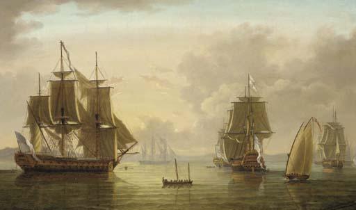 Lieutenant Thomas Yates, R.N. - A Squadron of the White lying at anchor and drying their sails in Gibraltar Bay
