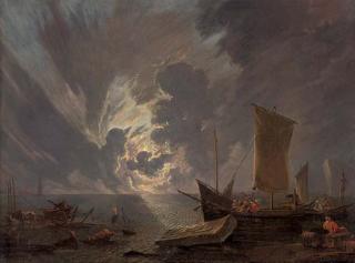 Lieve Pietersz. Verschuier - A coastal landscape at sunset with stevedores and shipping