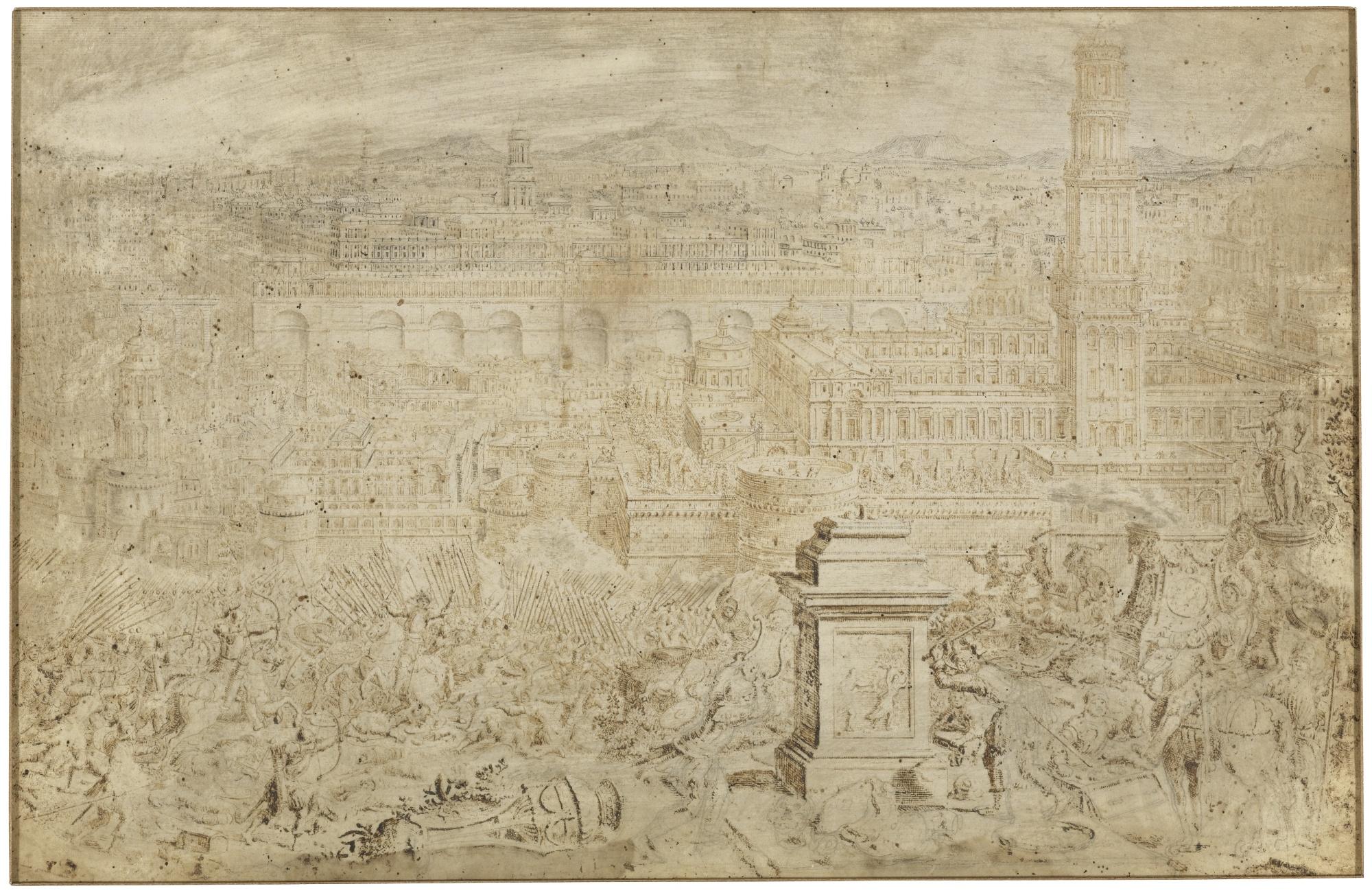 Lieven Cruyl - Topographic View Of Jerusalem: Judas Maccabeus Victorious Over Antiochus