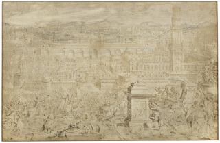 Lieven Cruyl - Topographic View Of Jerusalem: Judas Maccabeus Victorious Over Antiochus