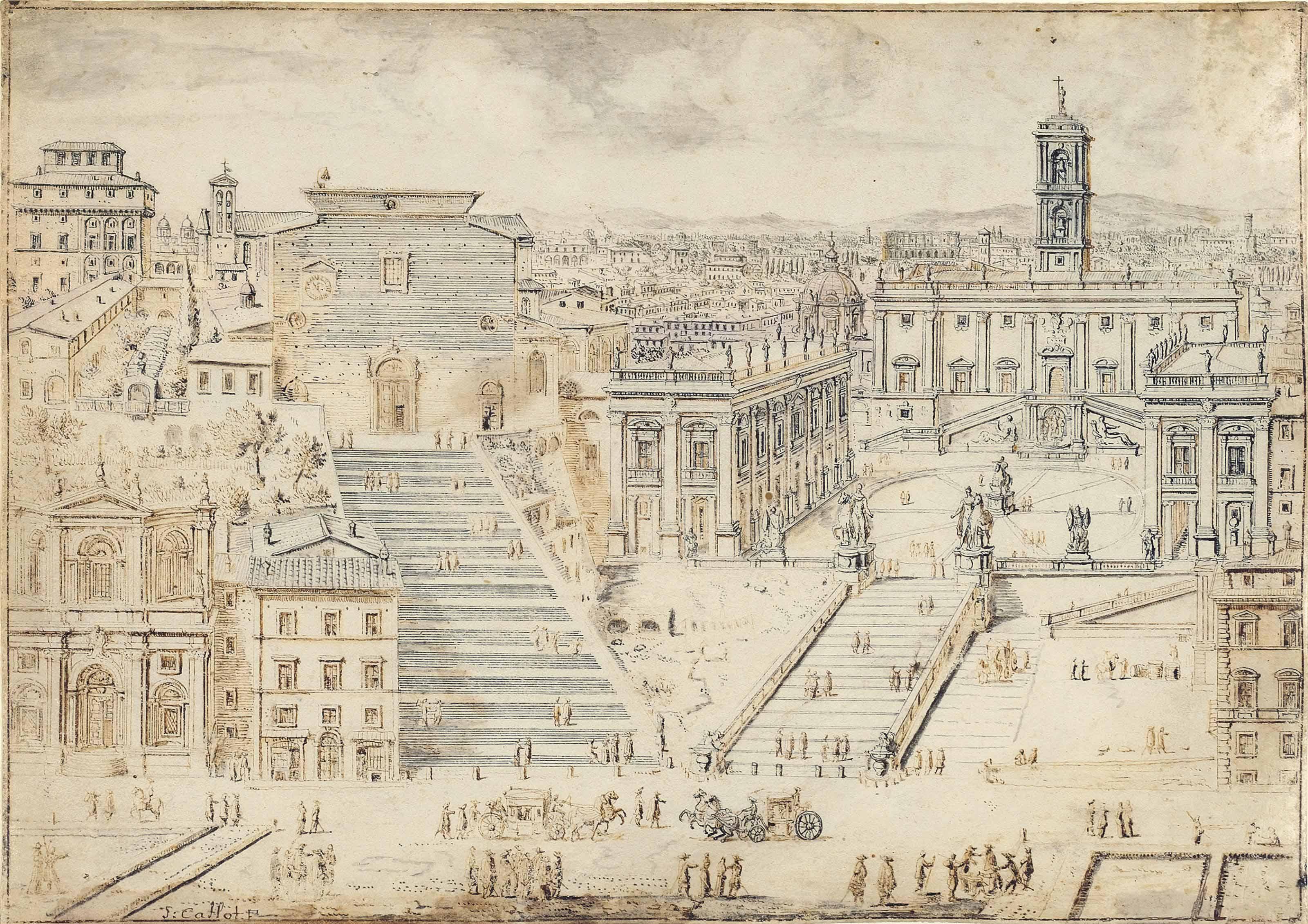 Lieven Cruyl - View of the Capitol with the Church of Santa Maria Aracoeli and the Campidoglio, Rome