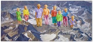 Lijun Fang - Untitled (Figures over Sichuan Mountains)
