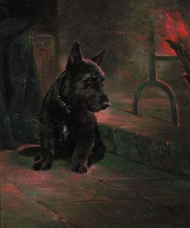 Lilian Cheviot - A scottie by a fire