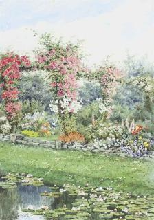 Lilian Stannard - An ornamental garden with a lily pond