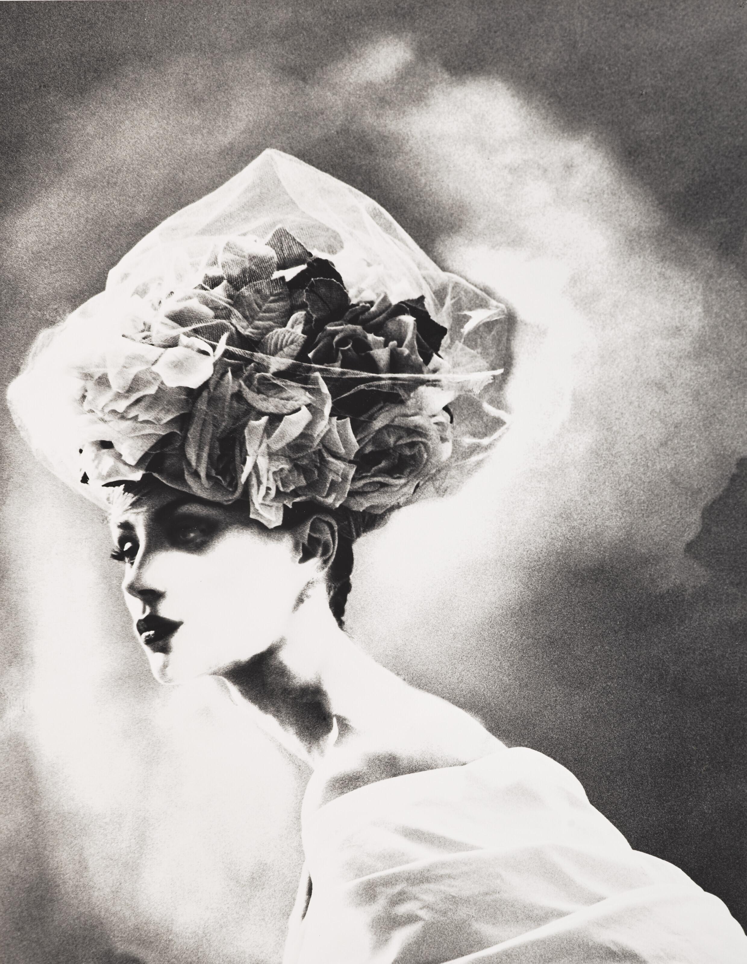 Lillian Bassman - Night Bloom, Olga Pantushenkowa, hat by Christian Lacroix Haute Couture, Paris, 1996
