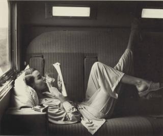 Lillian Bassman - Southwest Passage - Sunset Pink, model unknown, pajamas by Kicker Nick, for \' Harper\'s Bazaar\' , c. 1950